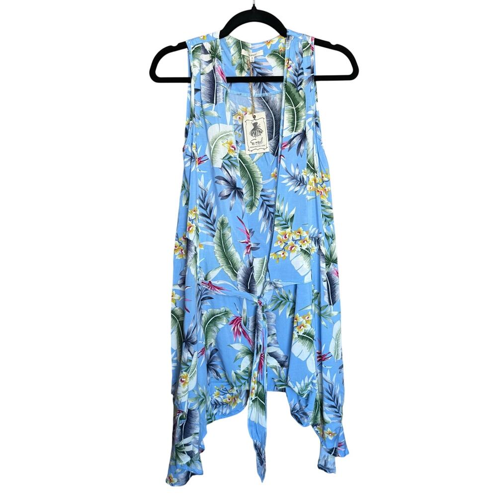 Easel Blue Tropical Dress M NWT